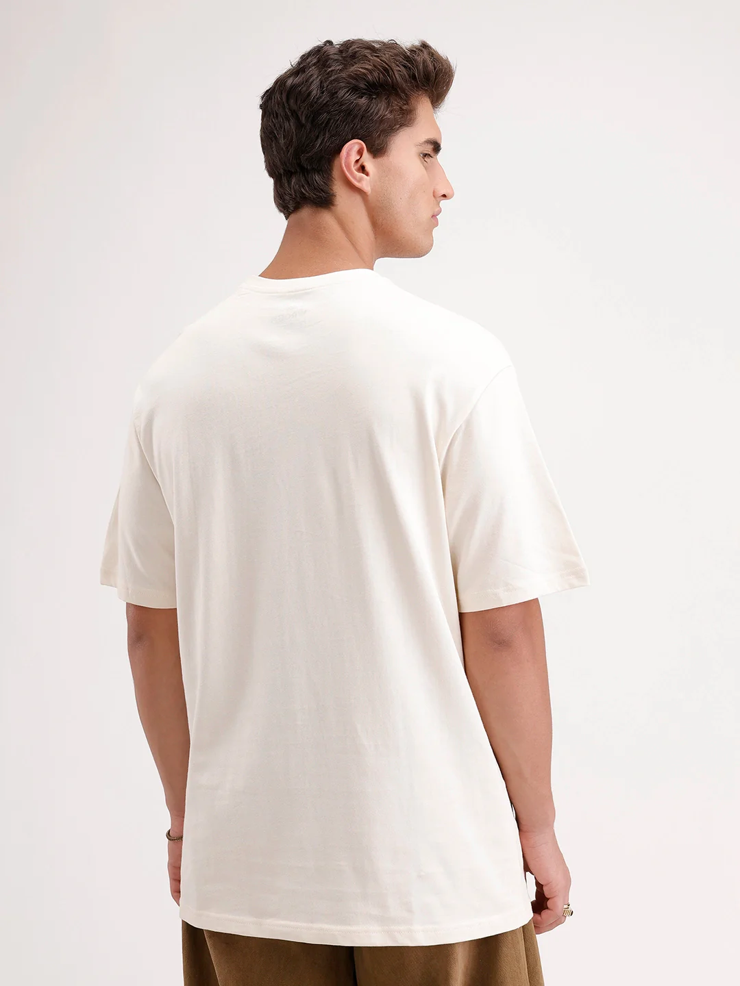 Oversized Foil Printed T-Shirt | Beige - Image 3