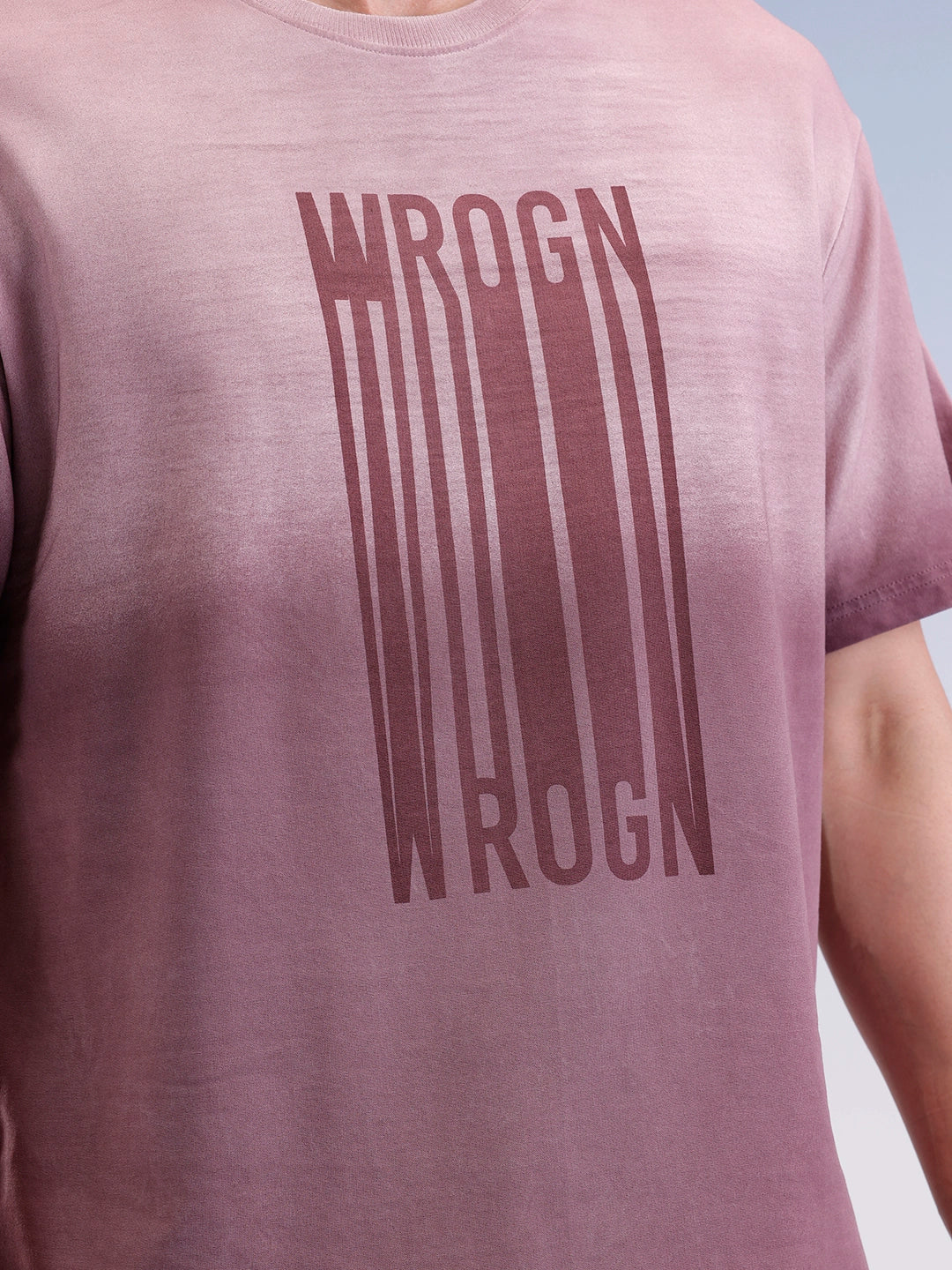 Oversized Gradient Printed T-Shirt  | Maroon - Image 5