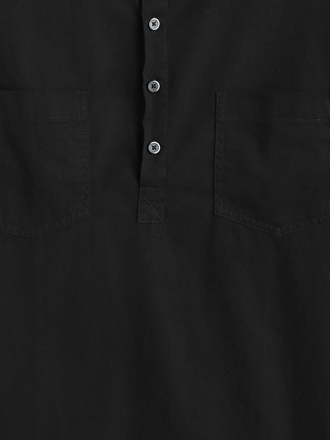 Oversized Half Placket Popover Shirt | Black - Image 10