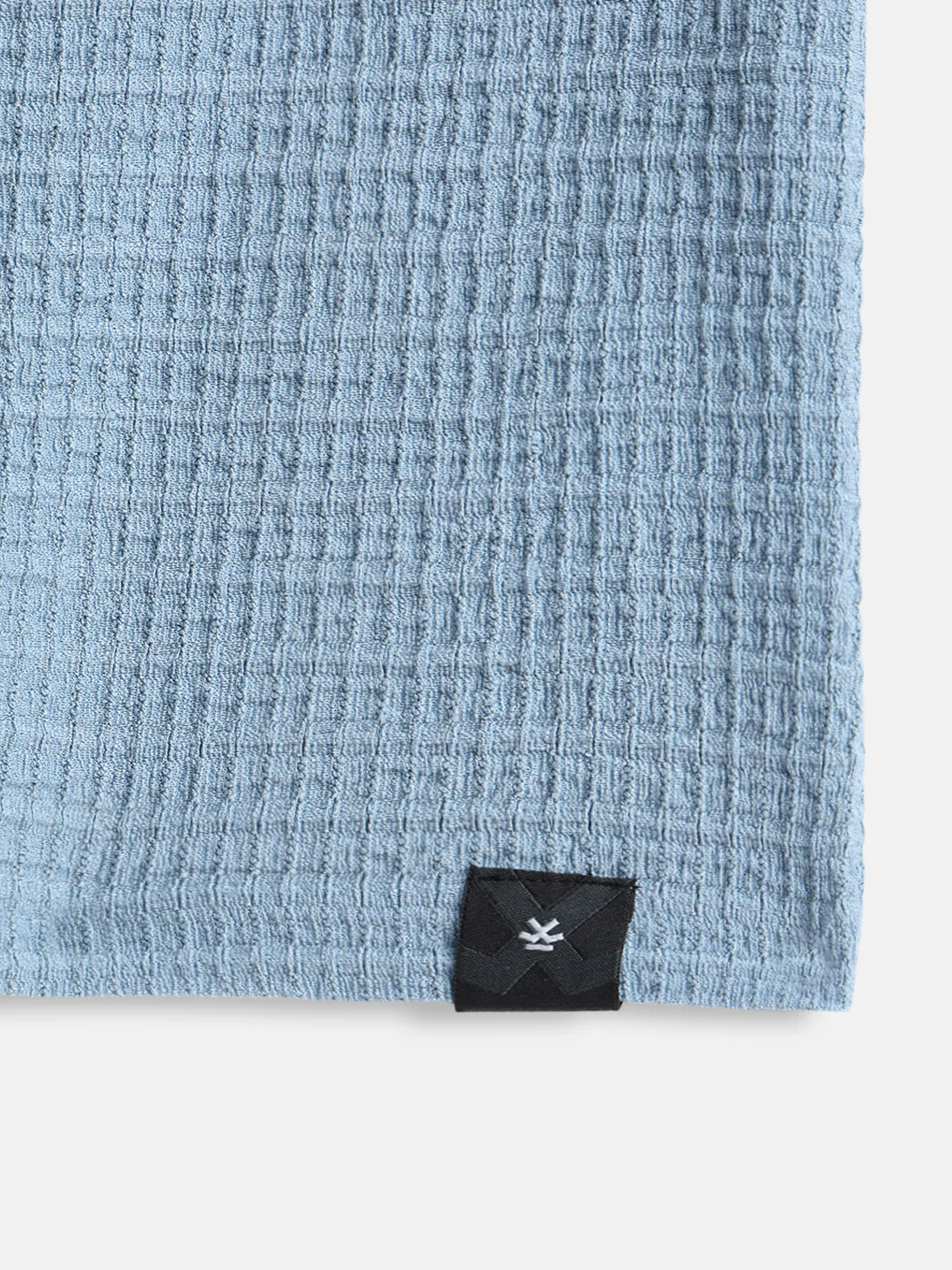 Oversized Jacquard Textured Crew Neck T-Shirt  |  Blue - Image 10