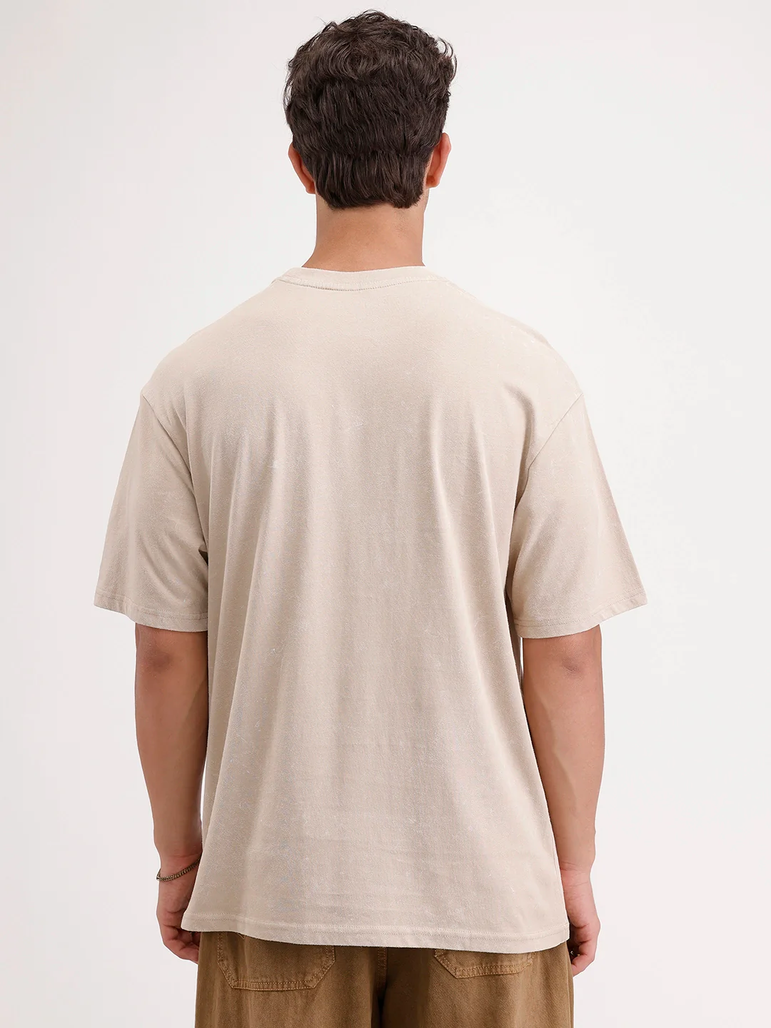 Oversized Placement Printed T-Shirt | Beige - Image 3