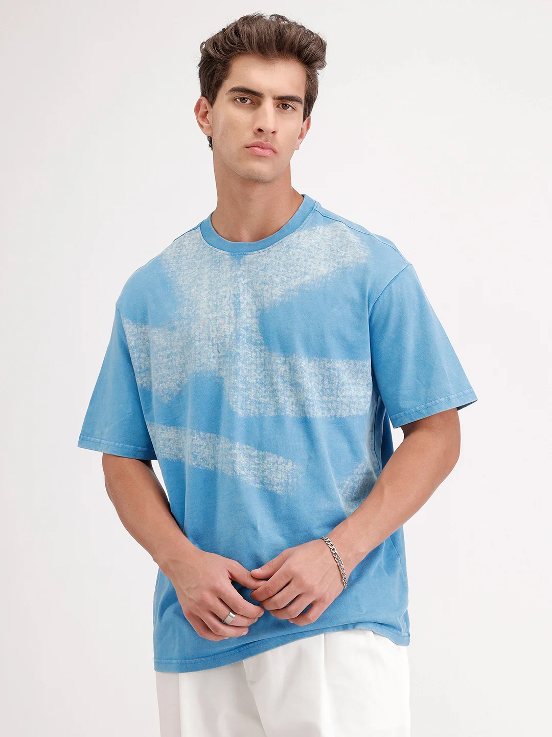Oversized Placement Printed T-Shirt | Blue - Image 6