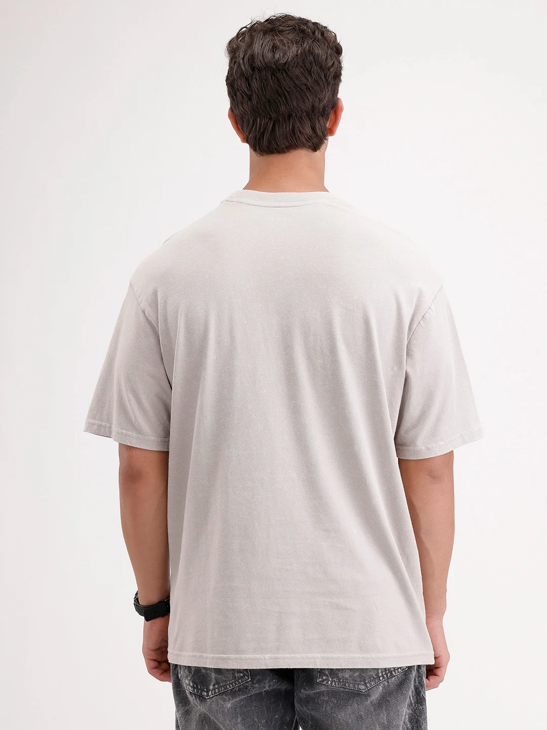 Oversized Placement Printed T-Shirt | Grey - Image 3