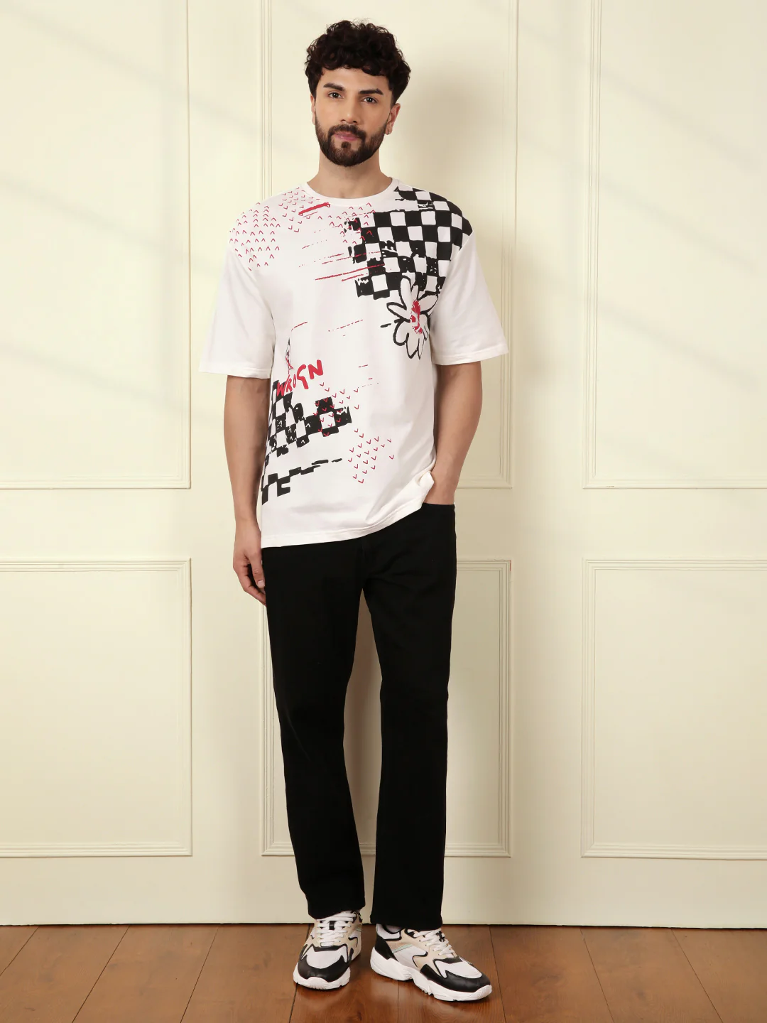 Heavy GSM Placement Print T-Shirt | Off White - Image 4