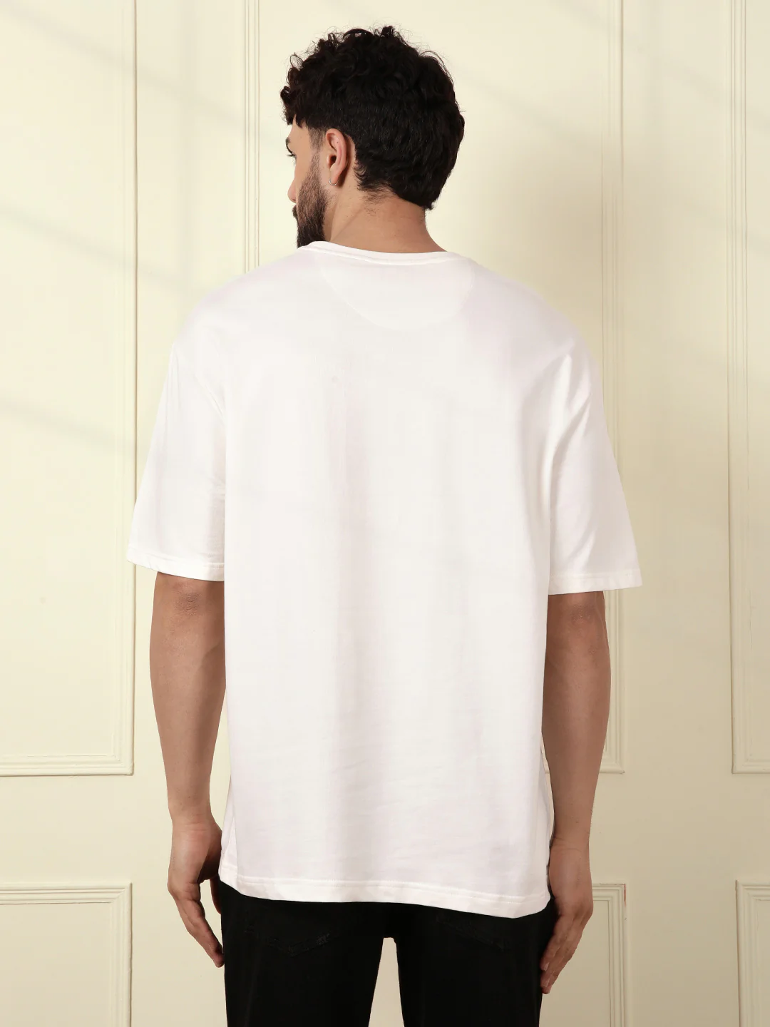 Heavy GSM Placement Print T-Shirt | Off White - Image 5