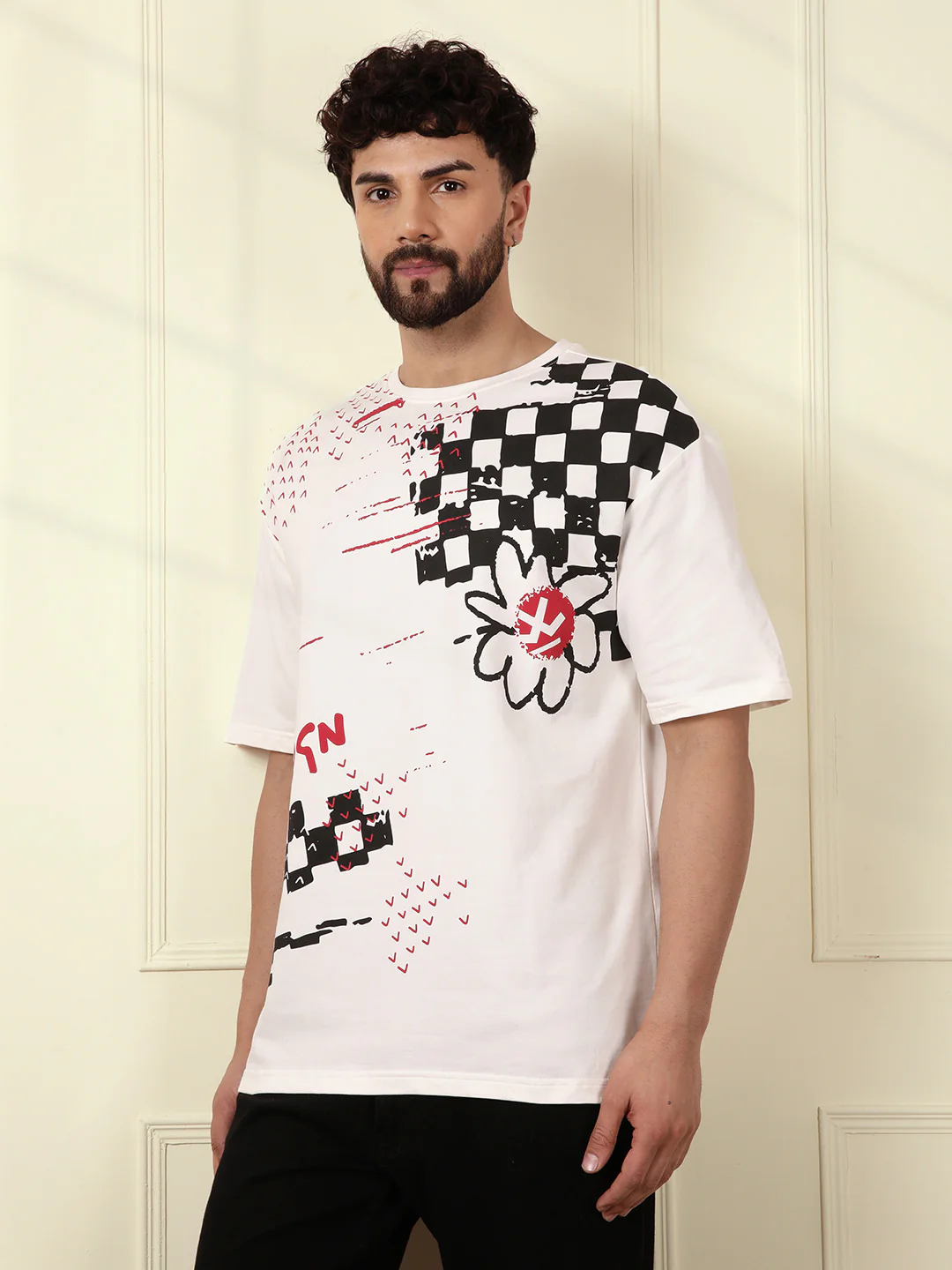 Heavy GSM Placement Print T-Shirt | Off White - Image 6