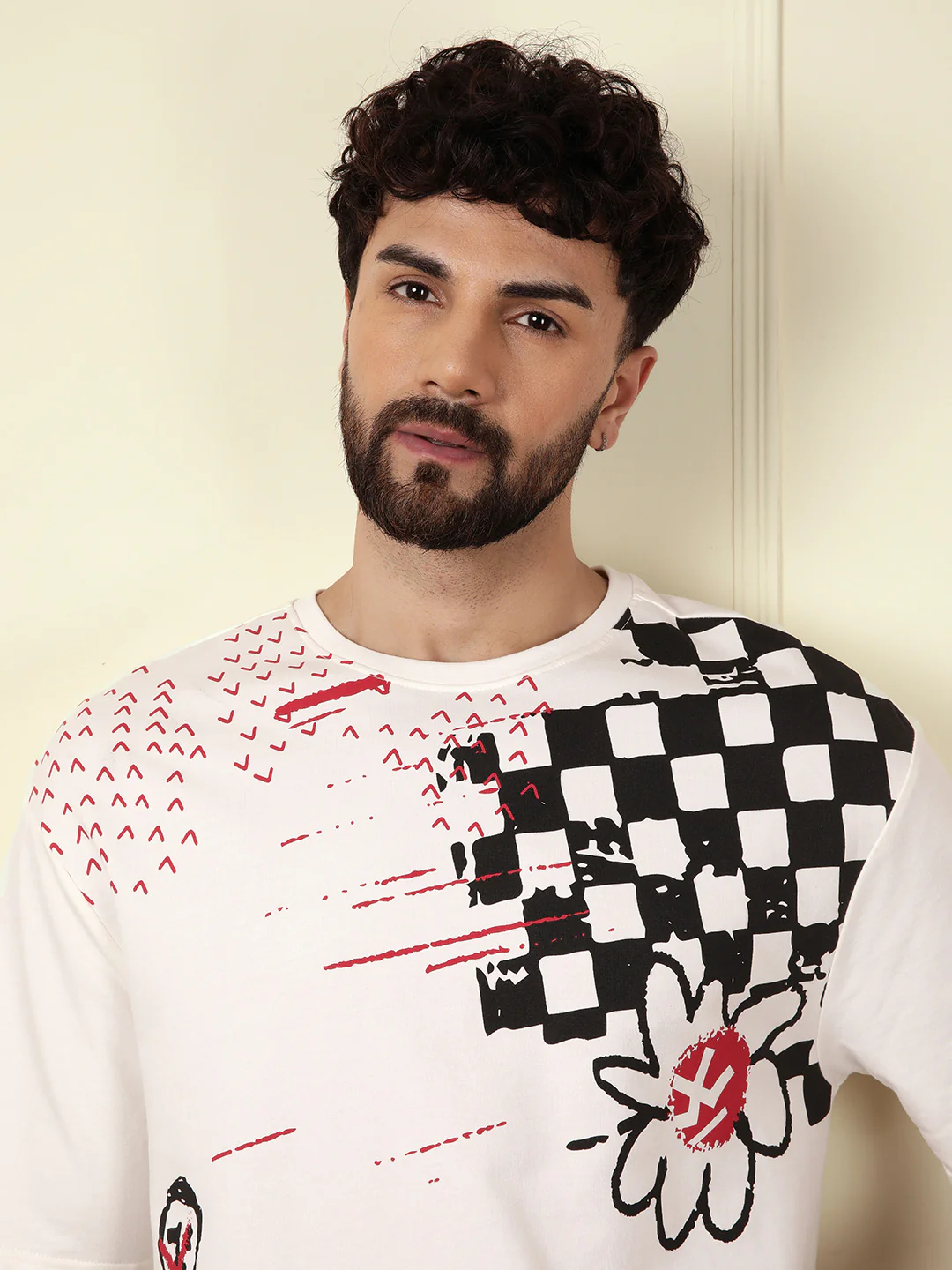 Heavy GSM Placement Print T-Shirt | Off White - Image 8