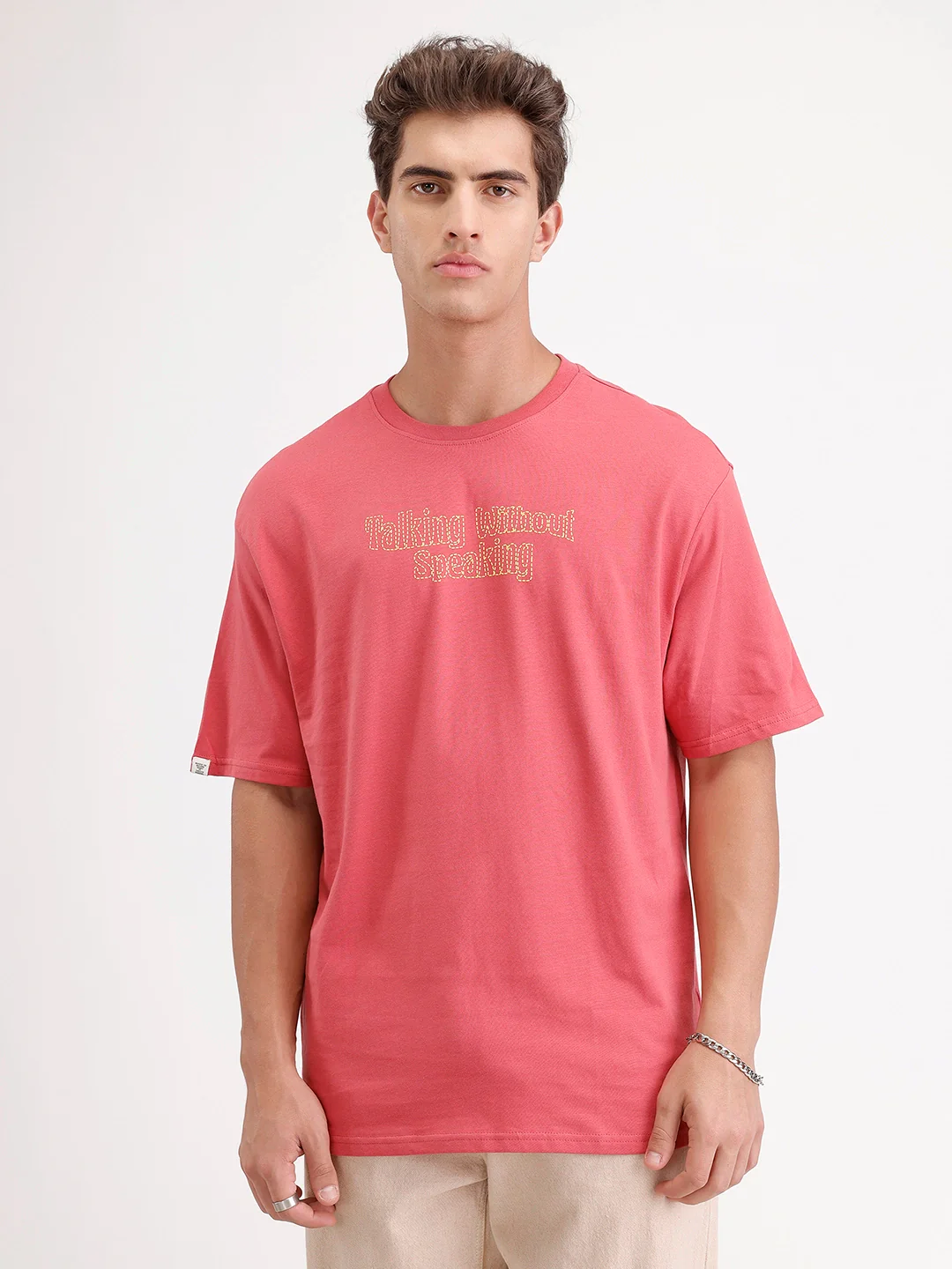 Oversized Placement Printed T-Shirt | Red - Image 6