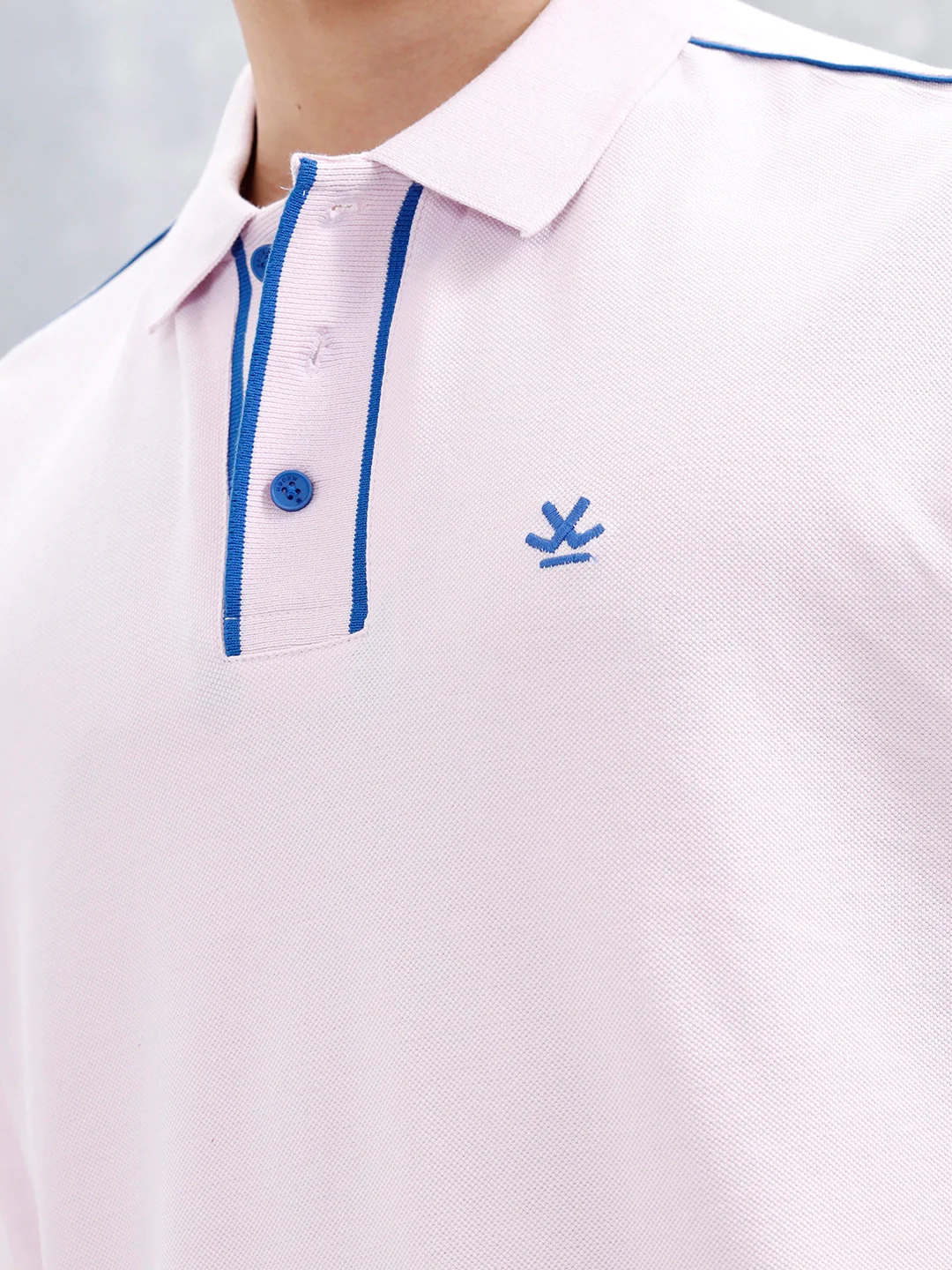 Oversized Polo T-Shirt With Contrast Trim Details | Pink - Image 5