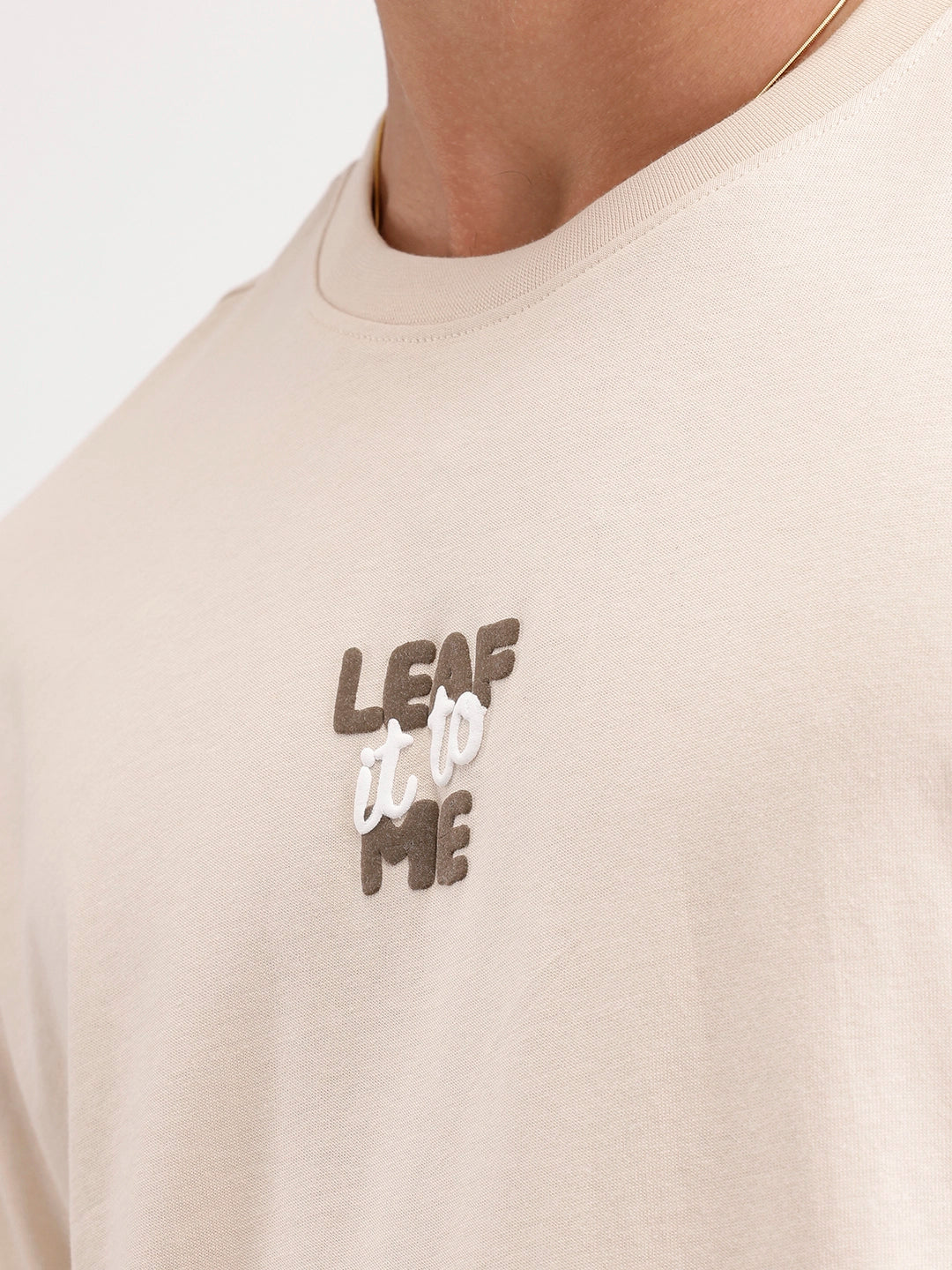 Oversized Puffer Back Printed T-Shirt | Beige - Image 8