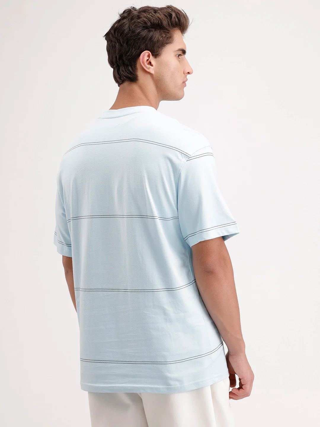 Oversized Stripes Printed T-Shirt | Light Blue - Image 3