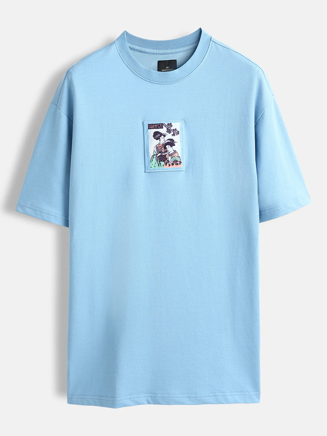 Oversized Tee Tee with Front Patch Appliqué | Blue - Image 7