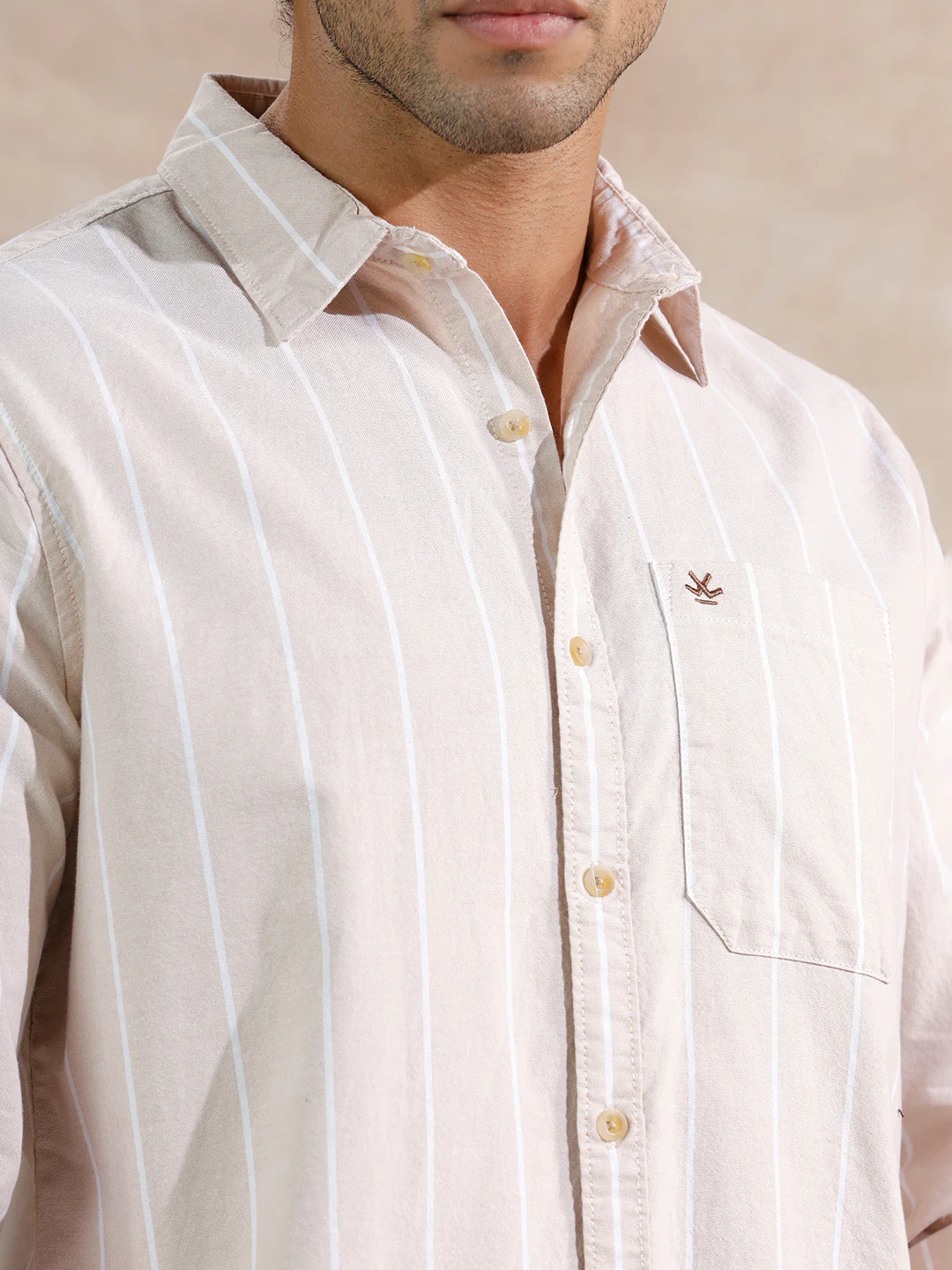 Oxford Striped Shirt | Beige - Image 5