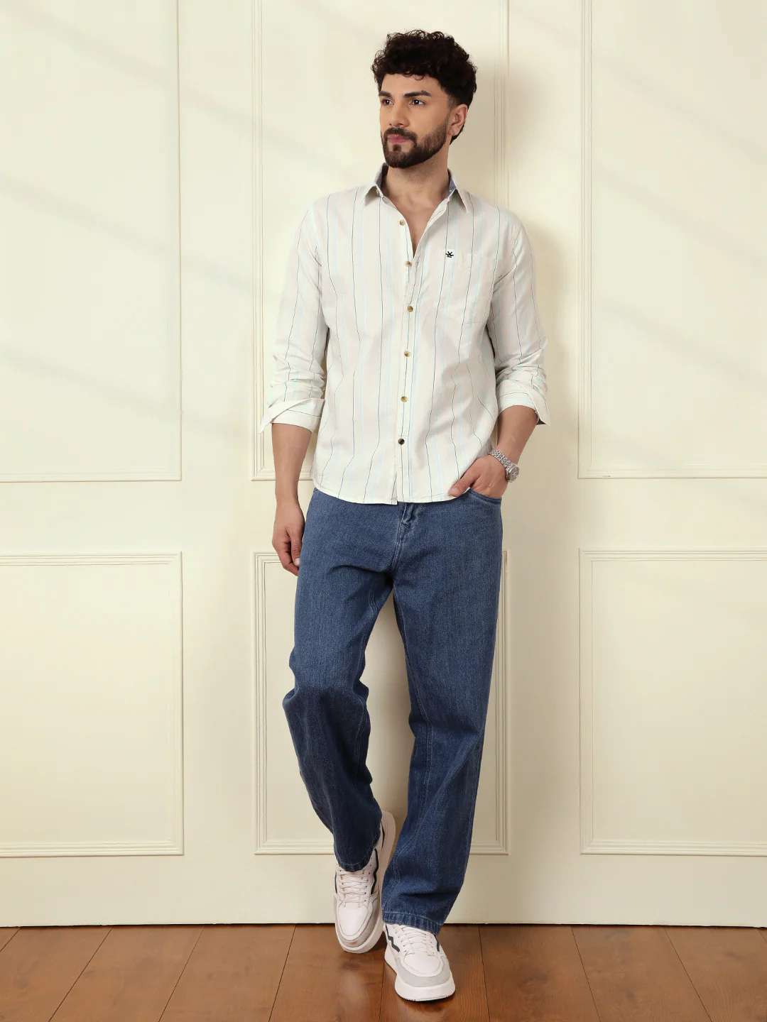 Tonal Stripes Oxford Shirt | Yellow - Image 2
