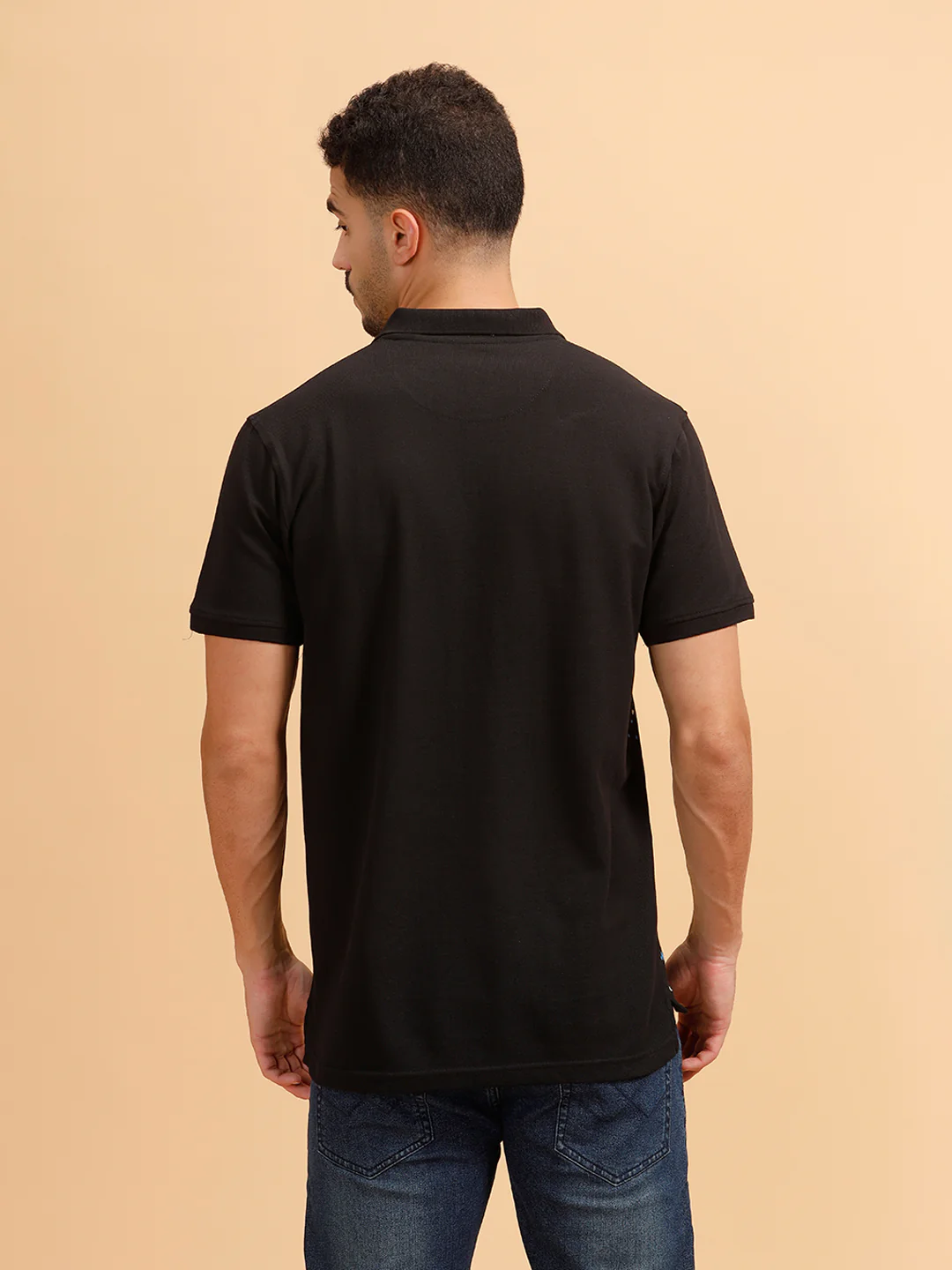 Paint Splatter Printed Polo T-Shirt | Black - Image 3