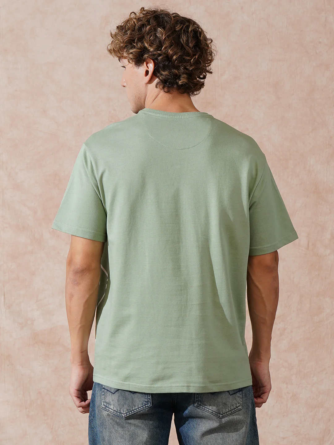 Panel Printed Oversized Fit T-Shirt | Green - Image 3