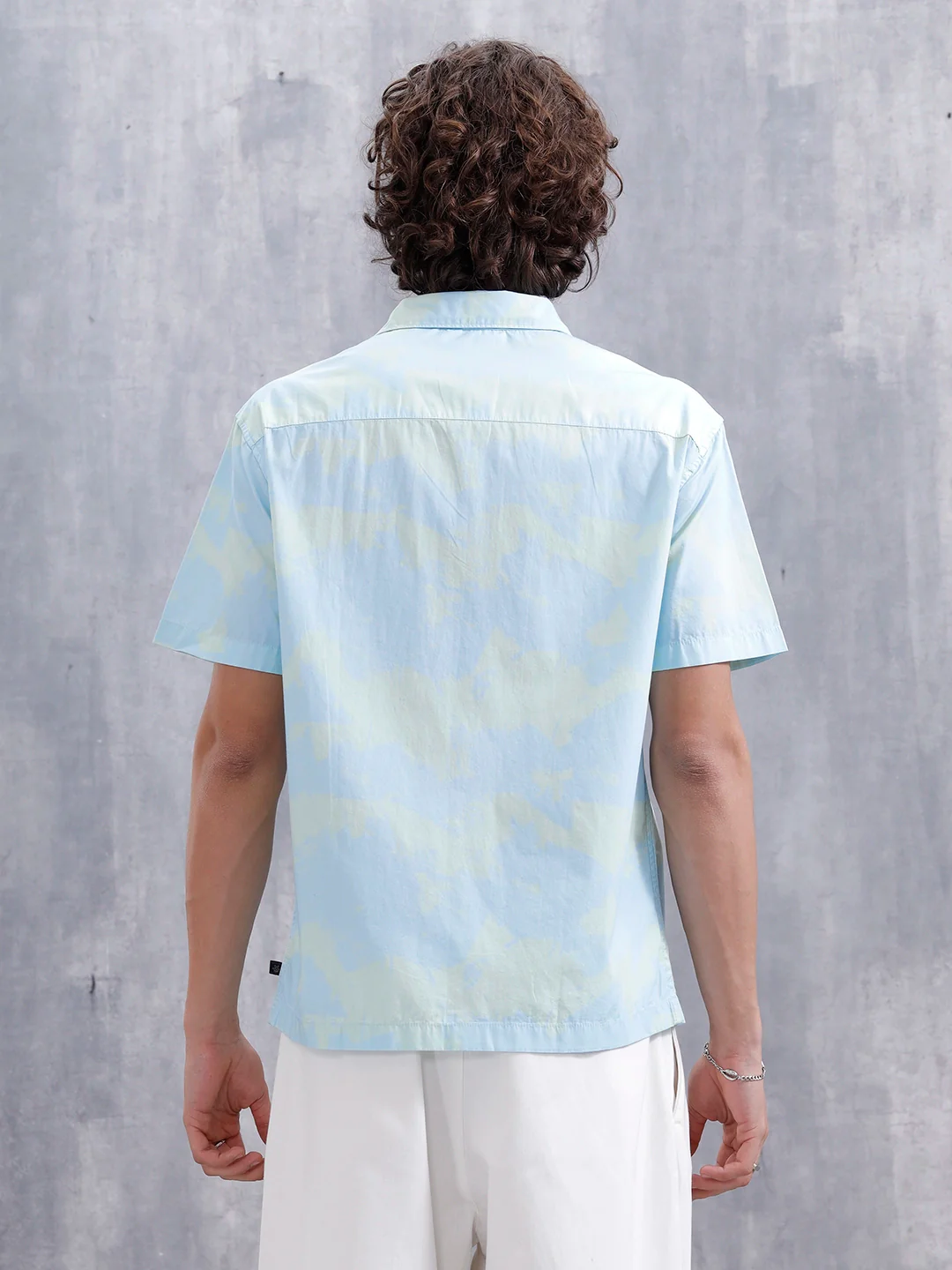 Pastel Aop Printed Comfort Fit Spread Collar Shirt | Blue - Image 3