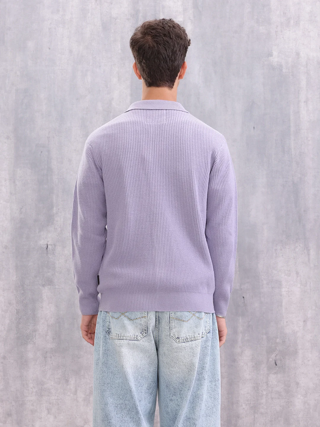 Pastel Layered Casual Knitted Cardigan For Men | Lavender - Image 3