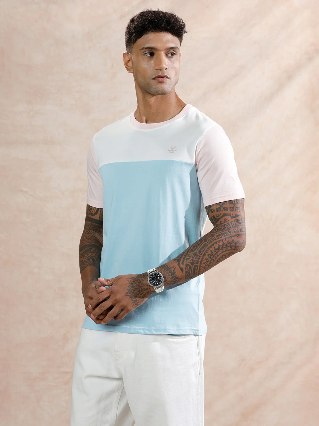 Pastle Colour Blocked T-Shirt  | Multicolor - Image 4