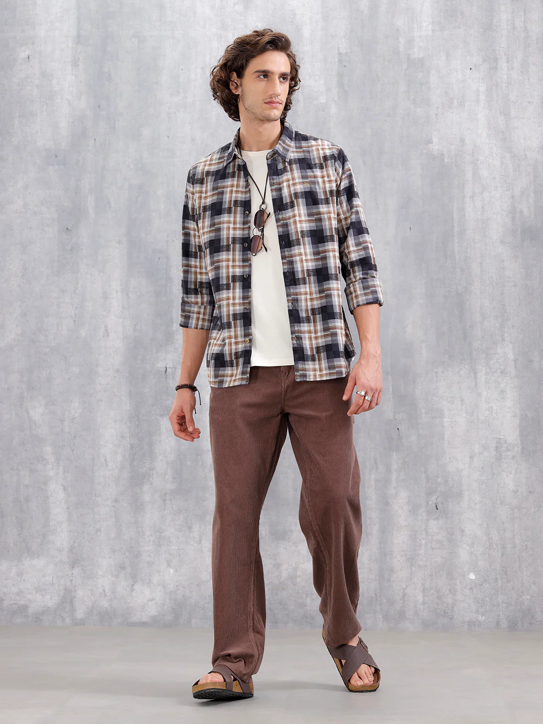 Patchwork Multi-Weave Check Slim Fit Shirt | Black - Image 2