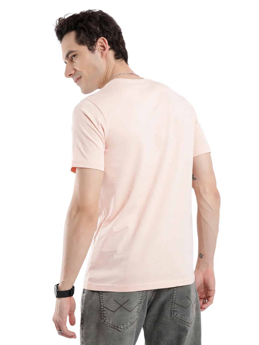 Peach Wrogn Route Slim Fit T-Shirt - Image 3