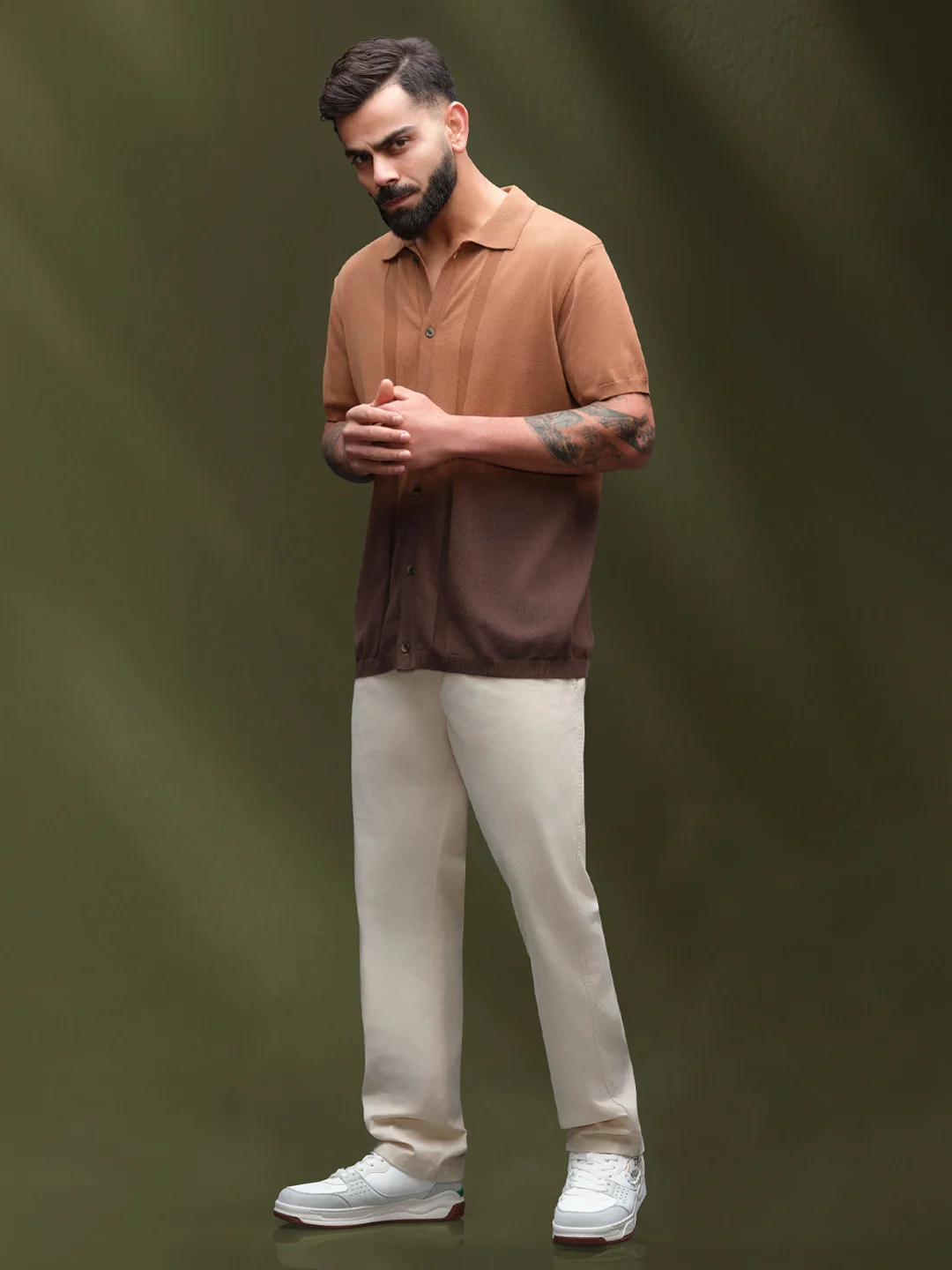 Peached Cotton Straight Fit Trouser | Beige - Image 2