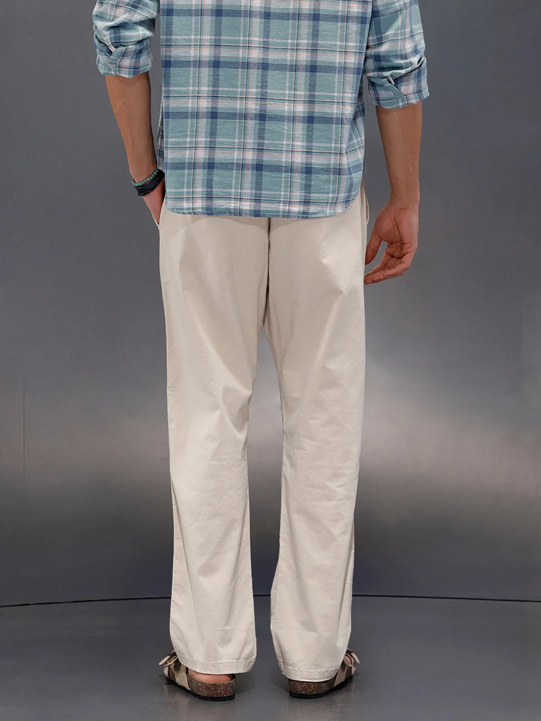 Peached Cotton Straight Fit Trouser | Beige - Image 4