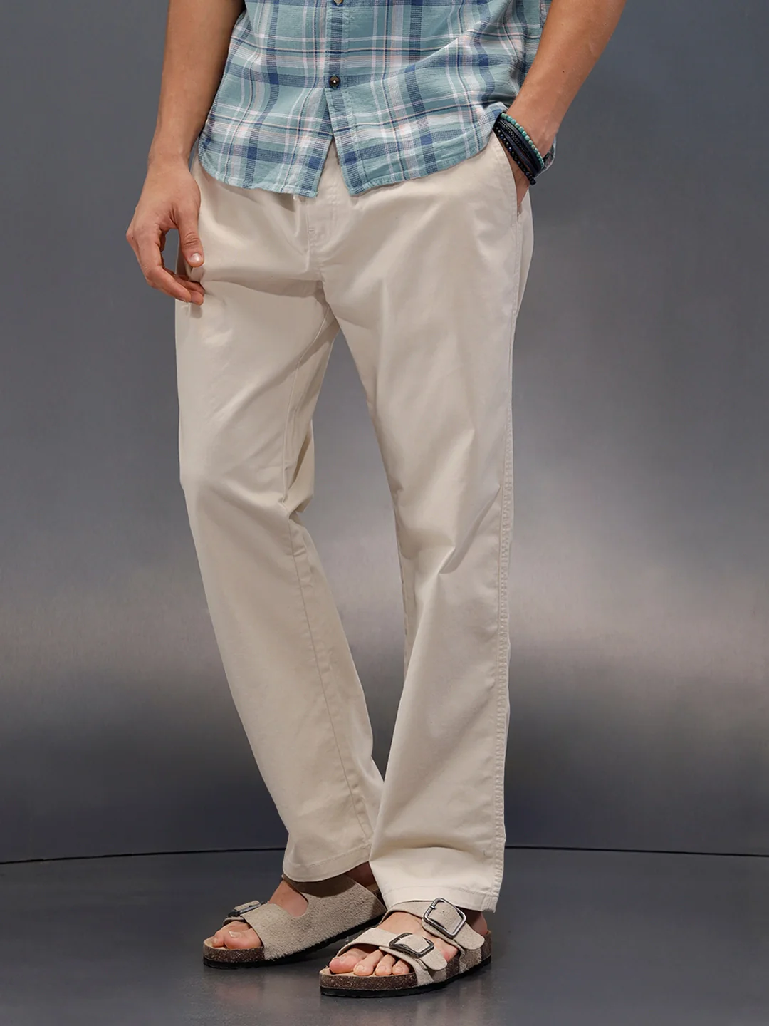 Peached Cotton Straight Fit Trouser | Beige - Image 5