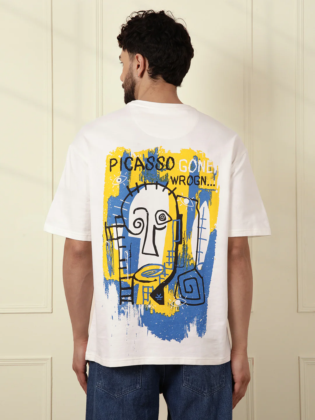 Heavy GSM Printed Picasso T-Shirt | Off White - Image 4