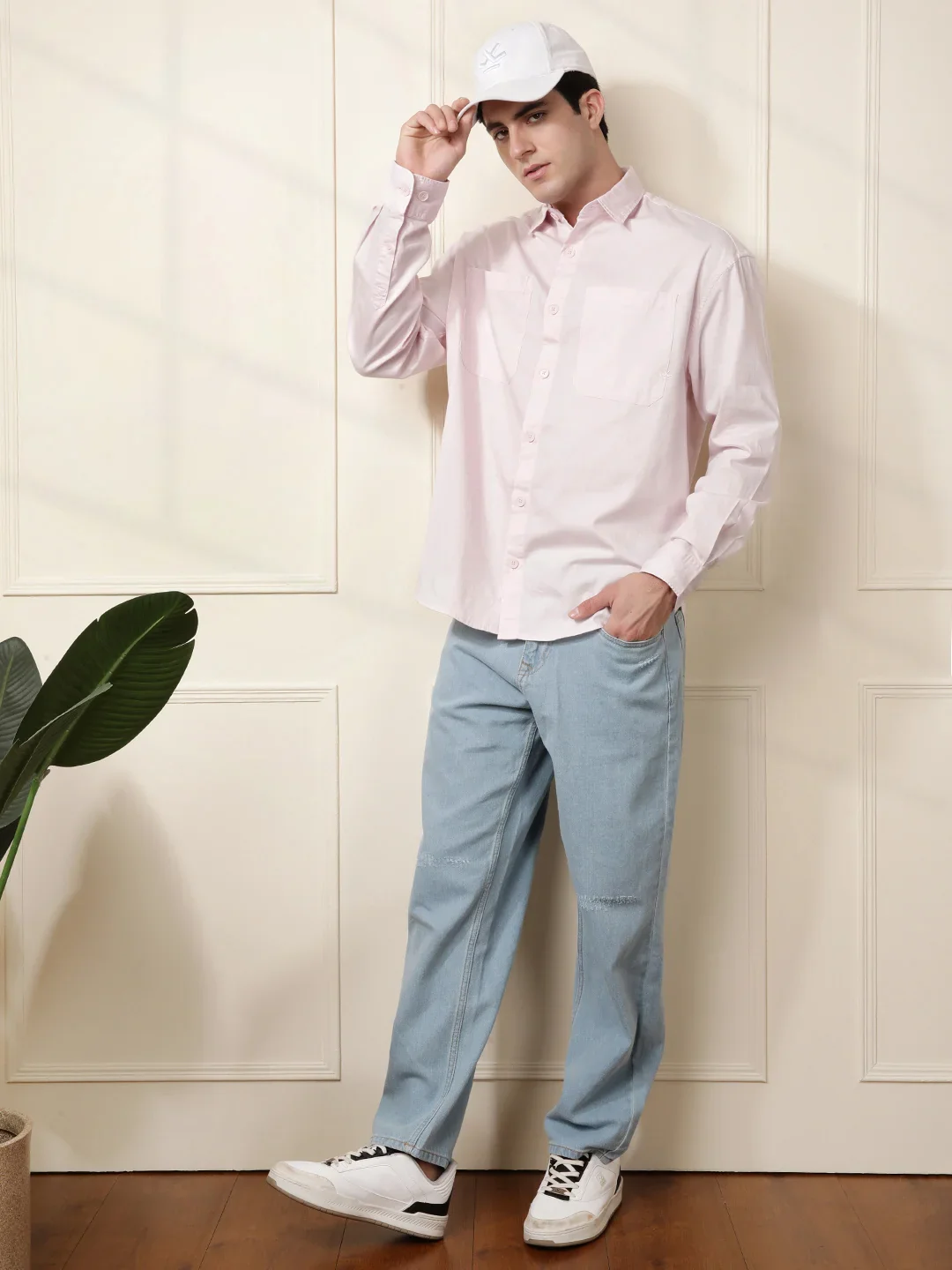 Pink Double Pocket Oversized Shirt - Image 2