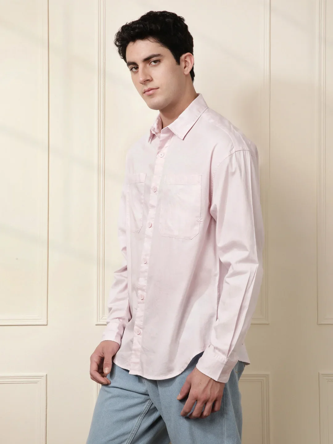 Pink Double Pocket Oversized Shirt - Image 4