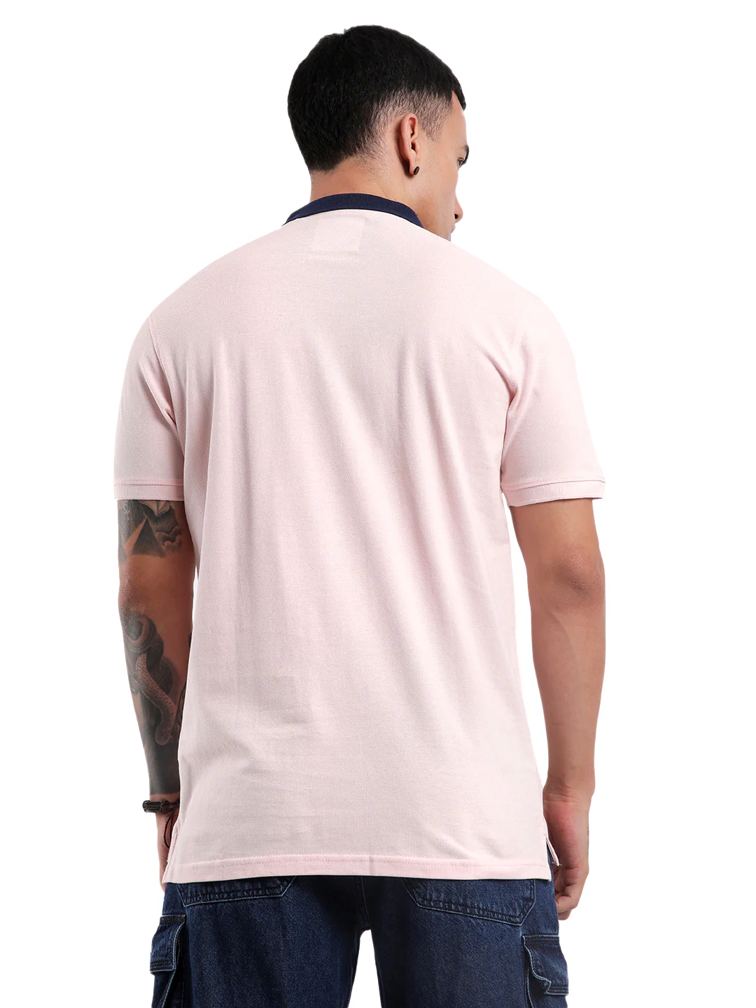 Pink Swerve Contrast Polo T-Shirt - Image 3