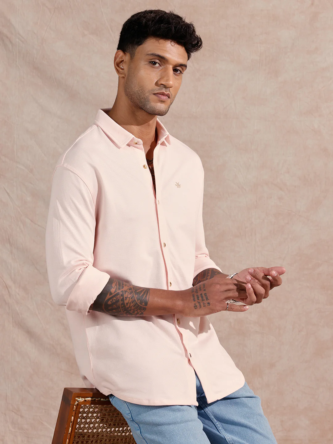 Pique Knitted Shirt | Pink - Image 3