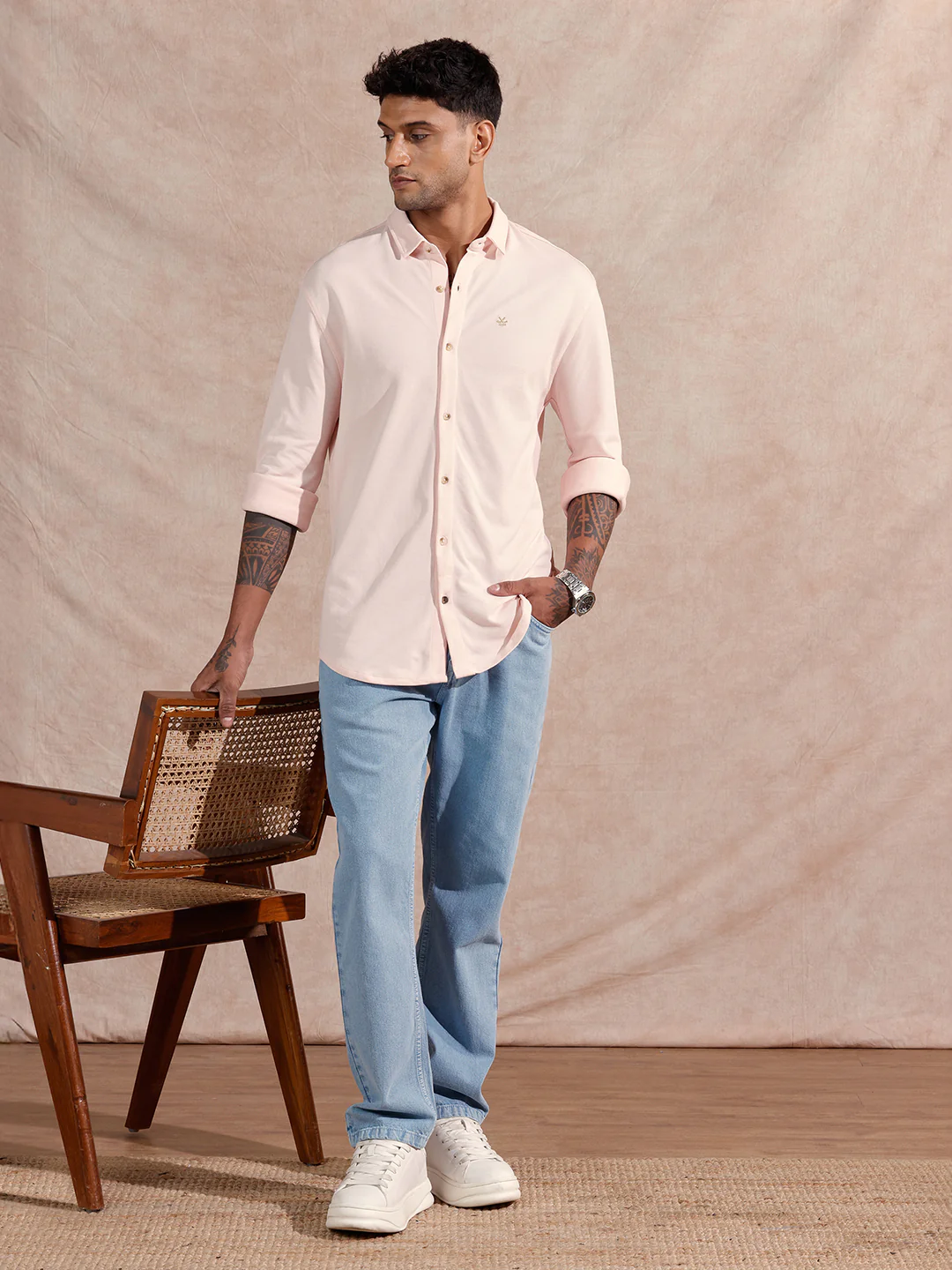 Pique Knitted Shirt | Pink - Image 4