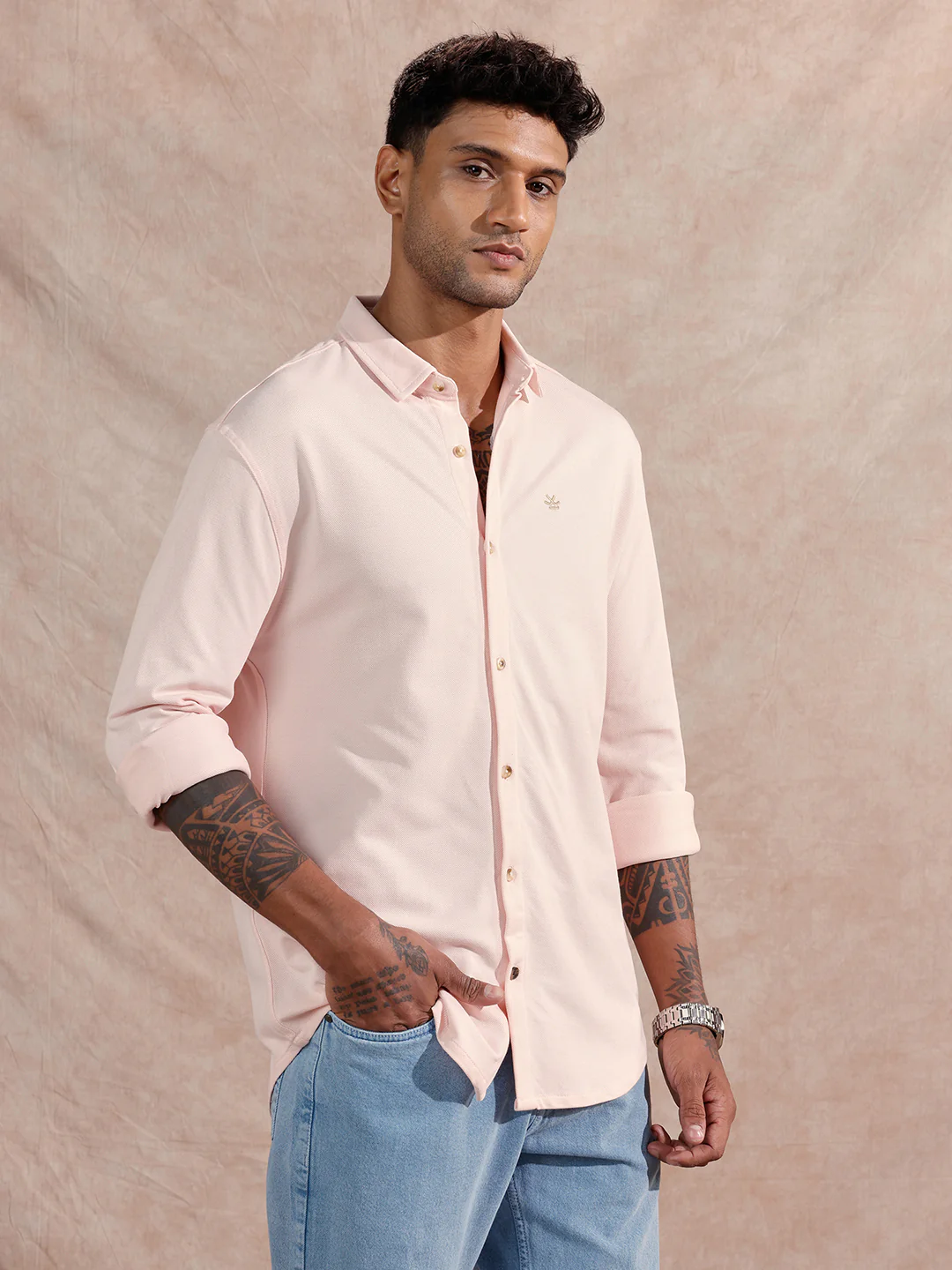 Pique Knitted Shirt | Pink - Image 6