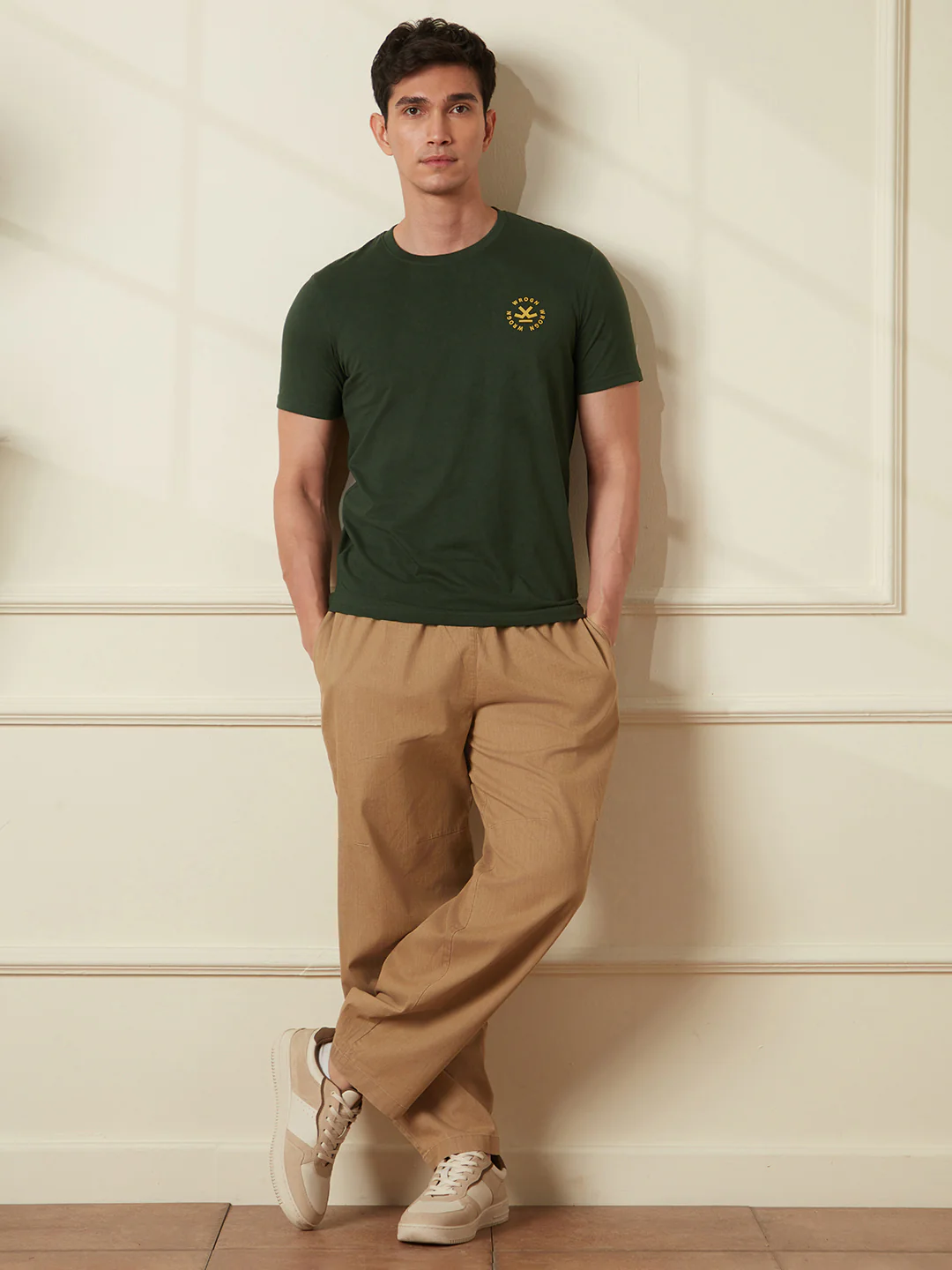Chic Olive Minimal T-Shirt - Image 2