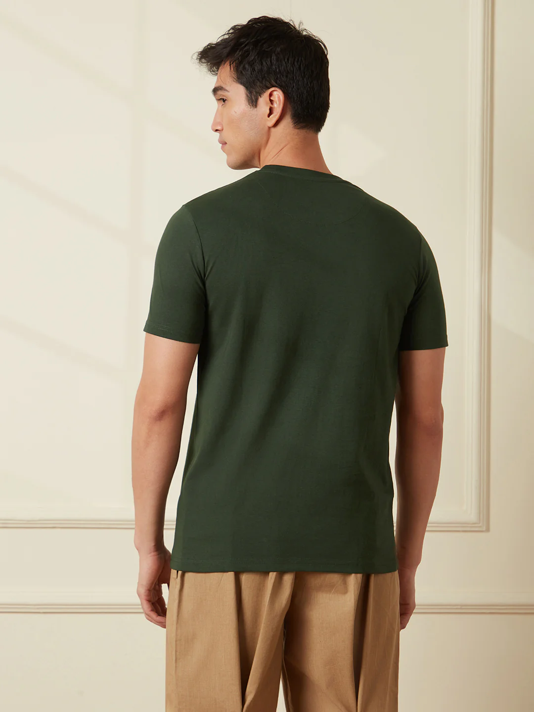 Chic Olive Minimal T-Shirt - Image 3