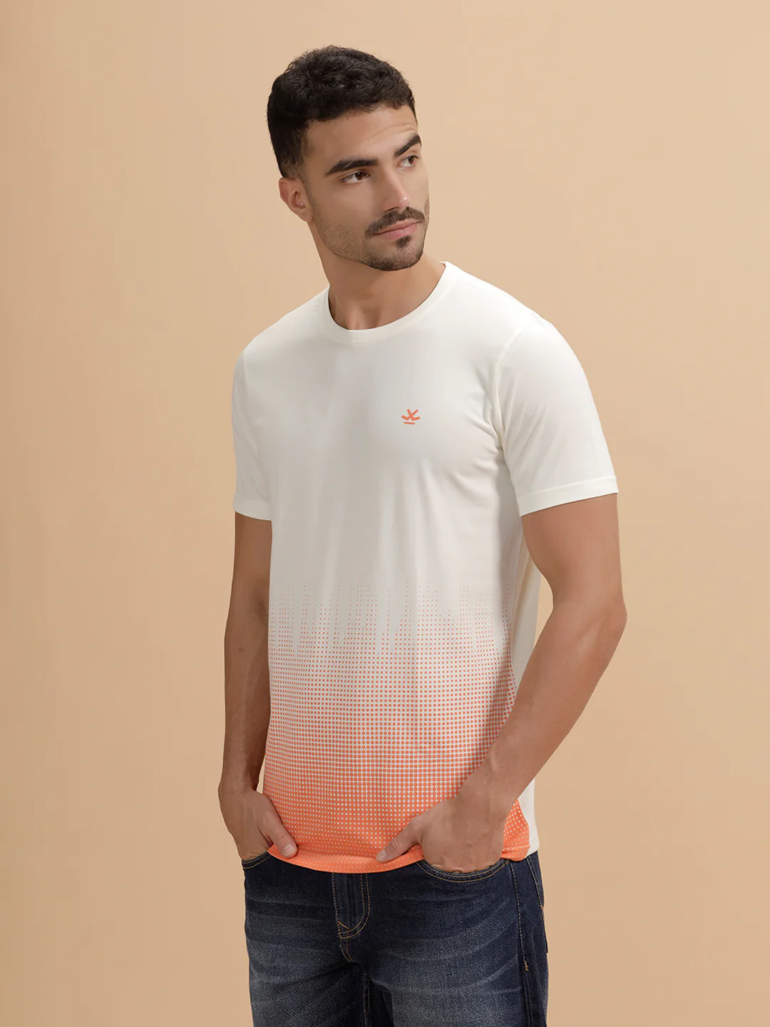 Pixel Ombre Printed T-Shirt | White - Image 4