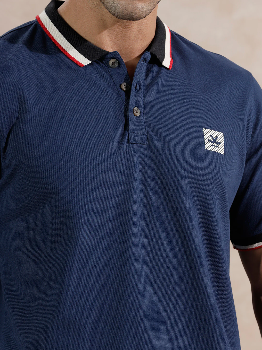 Pixel Ombre Slim Fit Polo T-Shirt | Navy Blue - Image 5