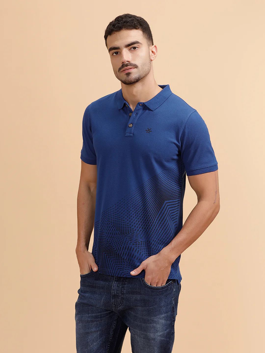 Pixel Placement Print Polo T-Shirt | Blue - Image 4