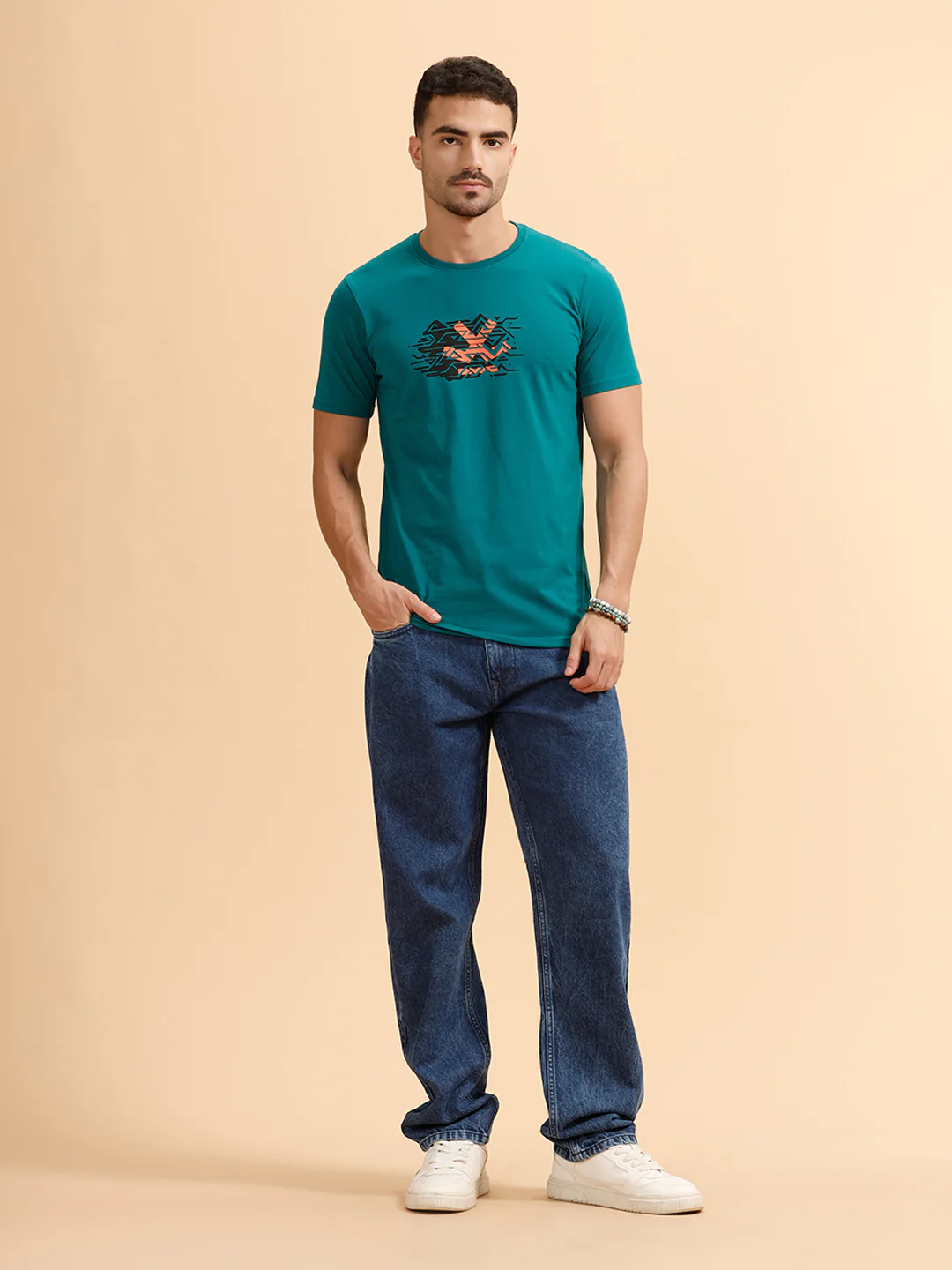 Placement Print Regular Fit T-Shirt | Dark Green - Image 2
