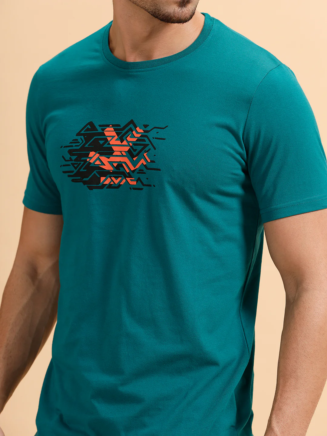 Placement Print Regular Fit T-Shirt | Dark Green - Image 5