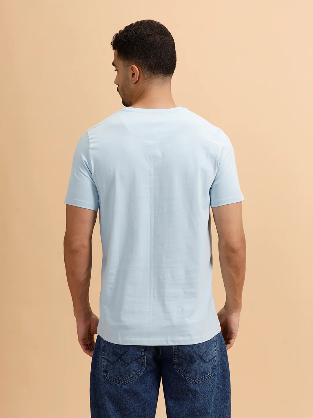 Placement Print Regular Fit T-Shirt | Light Blue - Image 3