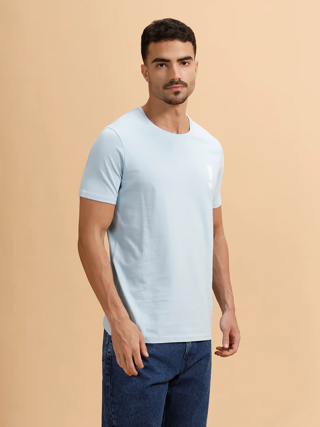 Placement Print Regular Fit T-Shirt | Light Blue - Image 4