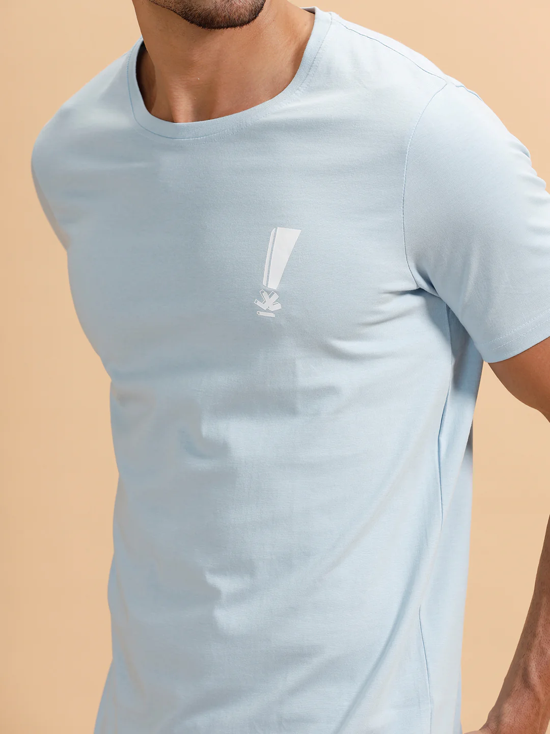 Placement Print Regular Fit T-Shirt | Light Blue - Image 5