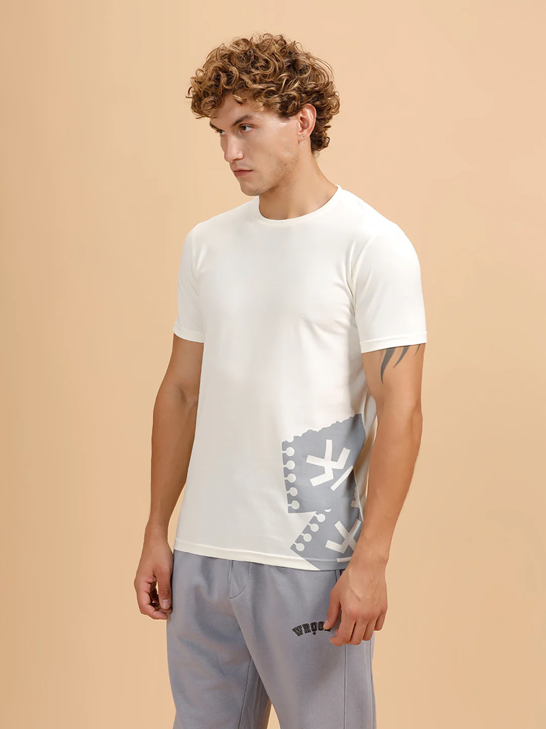 Placement Print Slim Fit T-Shirt | White - Image 4