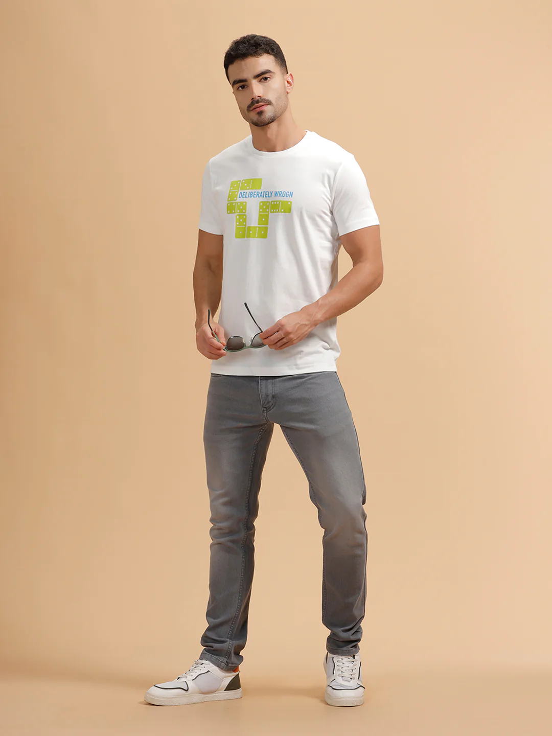Placement Print Slim Fit T-Shirt | White - Image 2