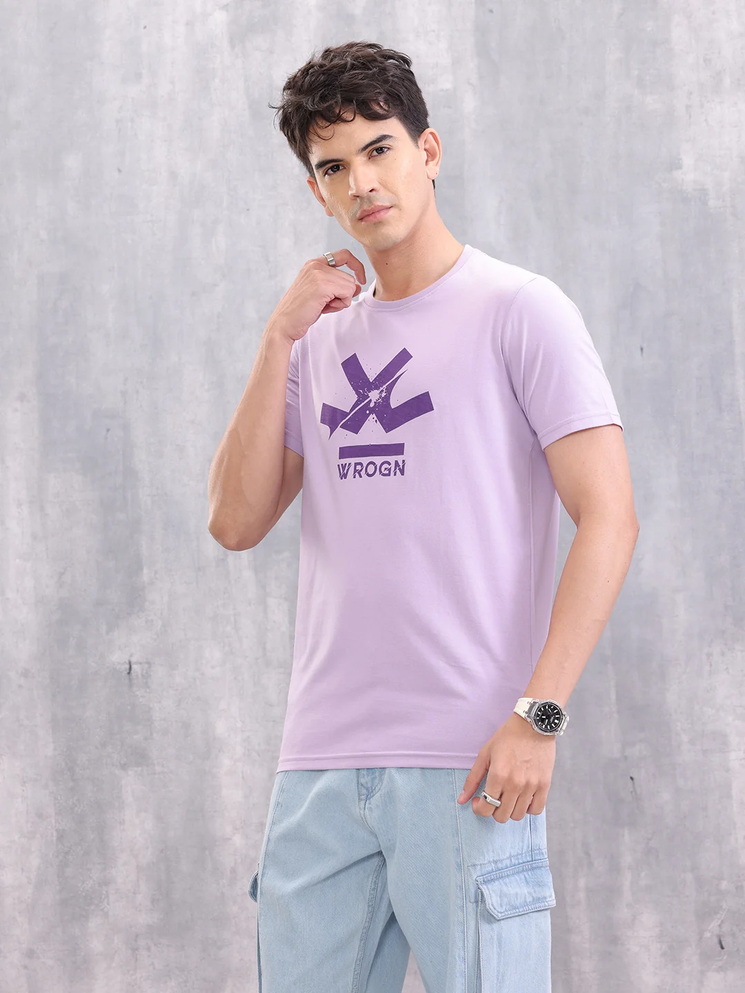 Placement Printed Logo T-Shirt | Purple - Image 5