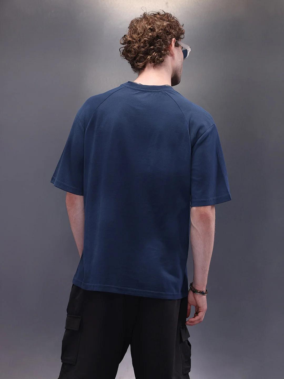 Placement Printed Oversized T-Shirt | Blue - Image 3