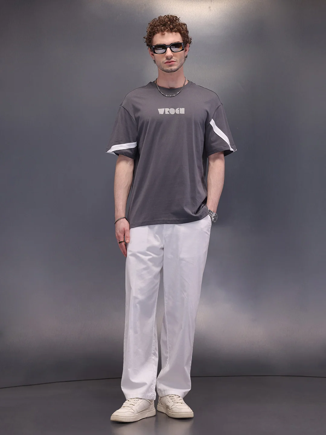 Placement Printed Oversized T-Shirt | Dark Grey - Image 2